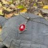 Collana Cristallo Gotica da Vampiro con Doppia Catena Argentata per Donne Accessorio di Halloween