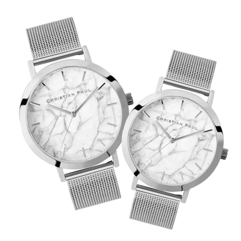 

Watch Pair Watch Storage Box Marble Collection Mesh Silver [Christian Paul] Men s Women s M003SVM-ML03SVM [] [Item]