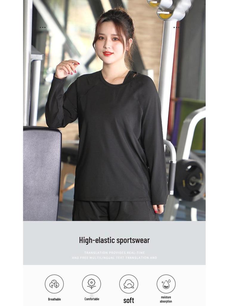 Women's Plus Size Quick-Dry Short Sleeve Yoga Top - Breathable, Casual, Slimming, for Summer Running & Sports