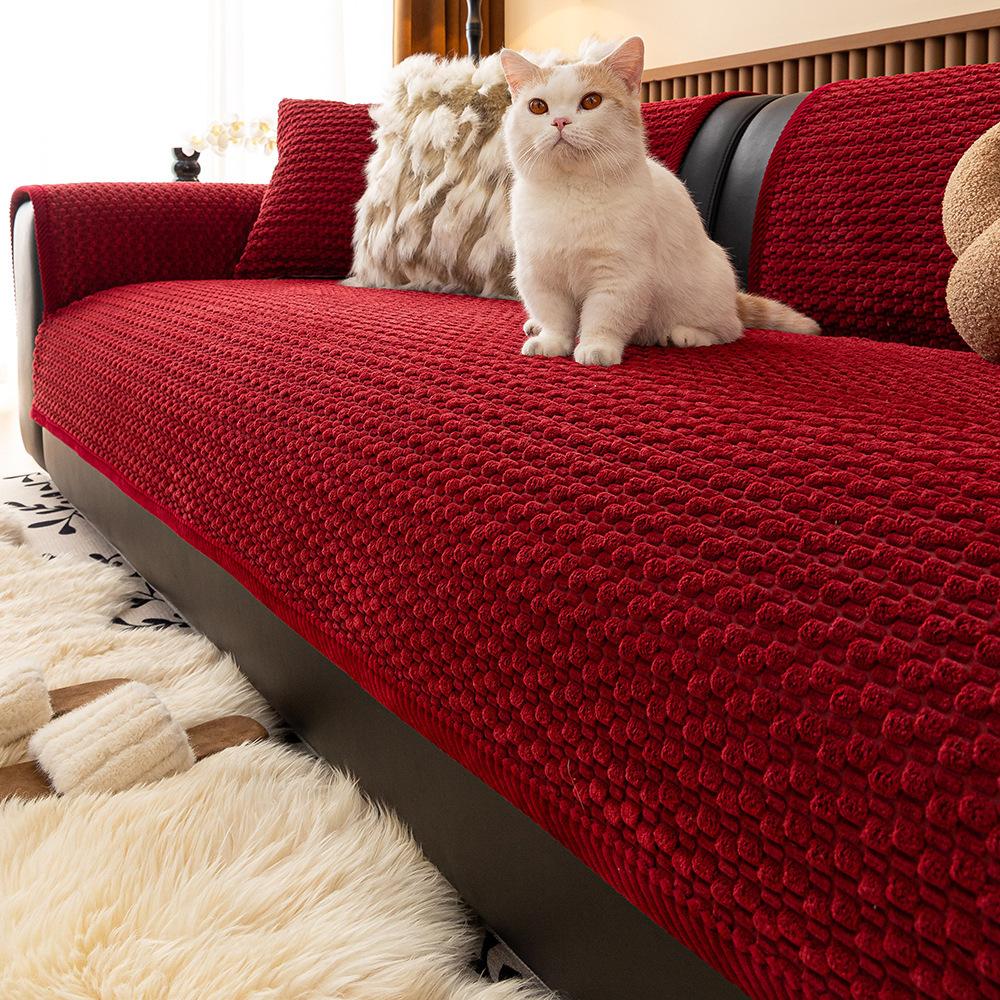 Luxury Premium Sofa Cushion Four Seasons Autumn and Winter Solid Color Corduroy Non-slip Seat Cushion Anti-cat Scratch Sofa Cover Full Cover Towel