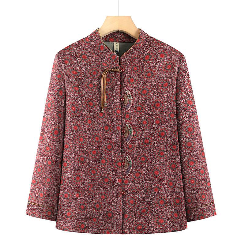 

Grandma s Spring-Summer Casual Long-Sleeve Shirt: New Chinese Style for Moms and Elderly 4XL (130-145 jin)