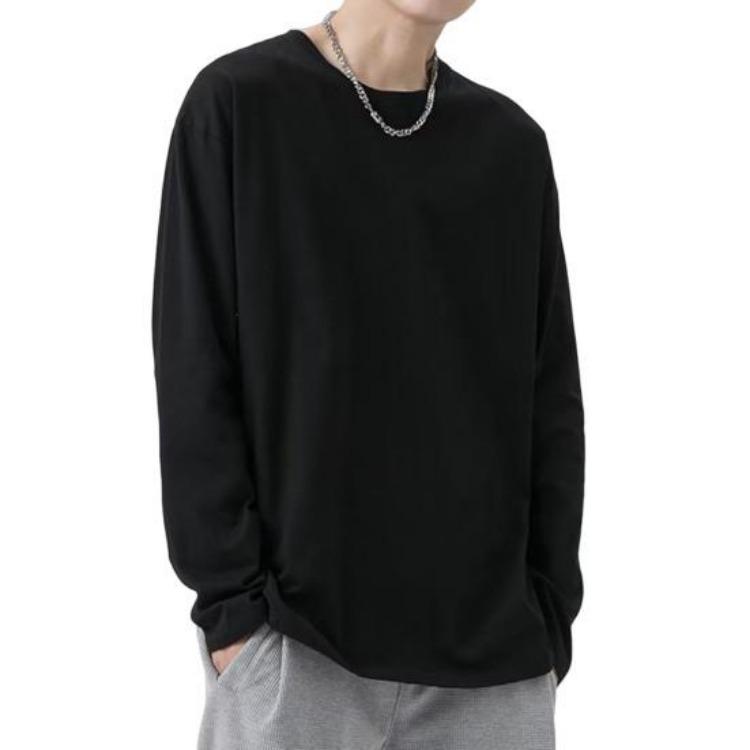 T-shirt da uomo morbida traspirante vestibilità comoda pullover maglietta girocollo manica lunga tinta unita per casa palestra abbigliamento da strada top