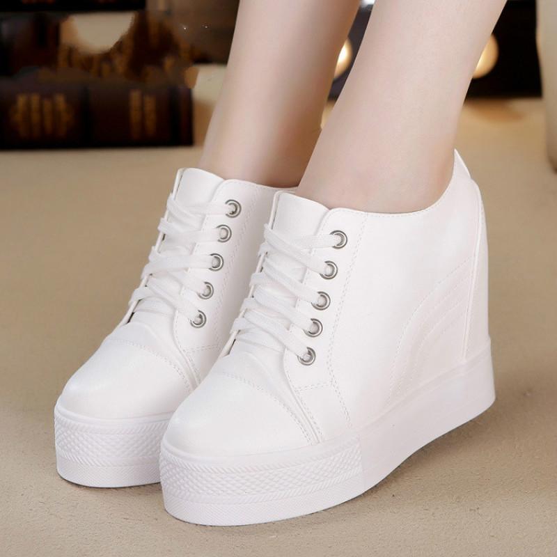 Buy Autumn High Top Wedge Platform Sneakers Women Casual Shoes Hidden Heels Ladies Sneakers