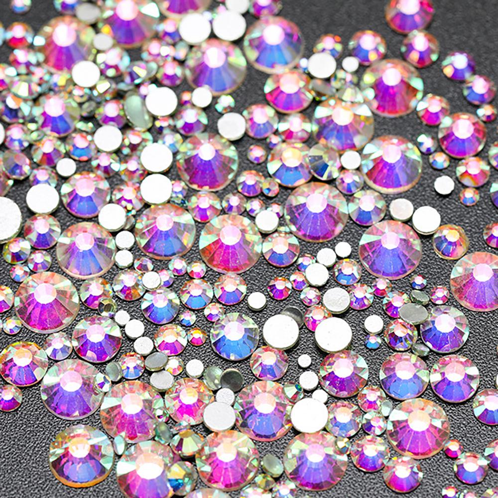 Flatback Crystal Glass Rhinestones Mix Size 14400pcs Non-Hot Fix Bulk Rhinestones for Nail Art Cup Garment Decoration