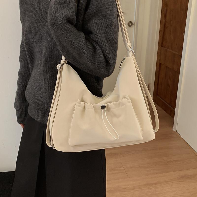Slouchy Shoulder Bag with Front Pouch Large Capacity Everyday Fashion Tote Bag