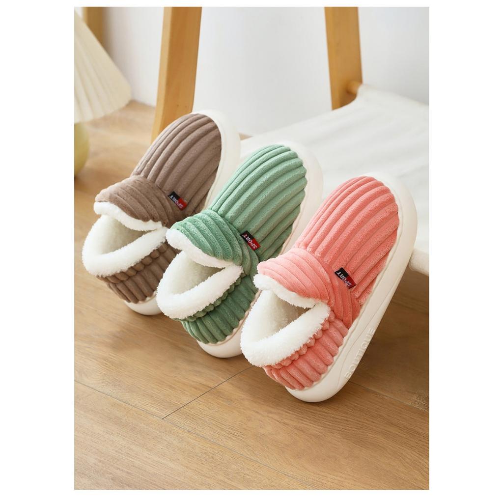 Damen Gemütliche Winterhausschuhe mit Plüschfutter - Weiche, Warme und Atmungsaktive Weiße Kunstfellbesätze, Rutschfeste EVA-Sohle Enganliegende Hausschuhe | Geripptes Stoffäußeres