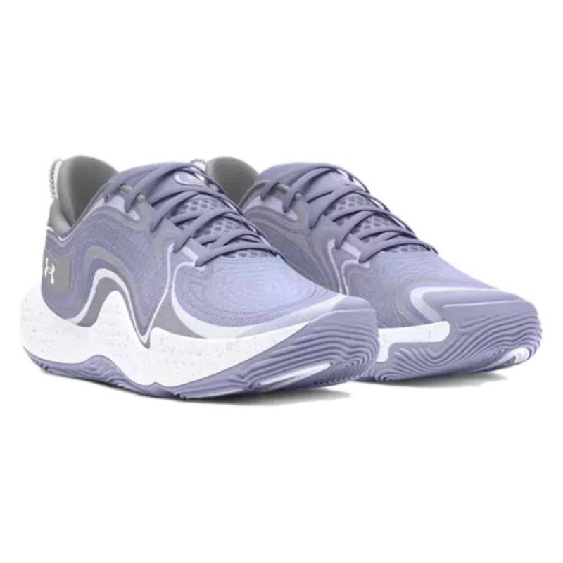 Under Armour UA Spawn 6 Anti-Slip Wear-Resistant Low-Top Basketball Shoes Unisex White Purple Sneakers 3027263-500