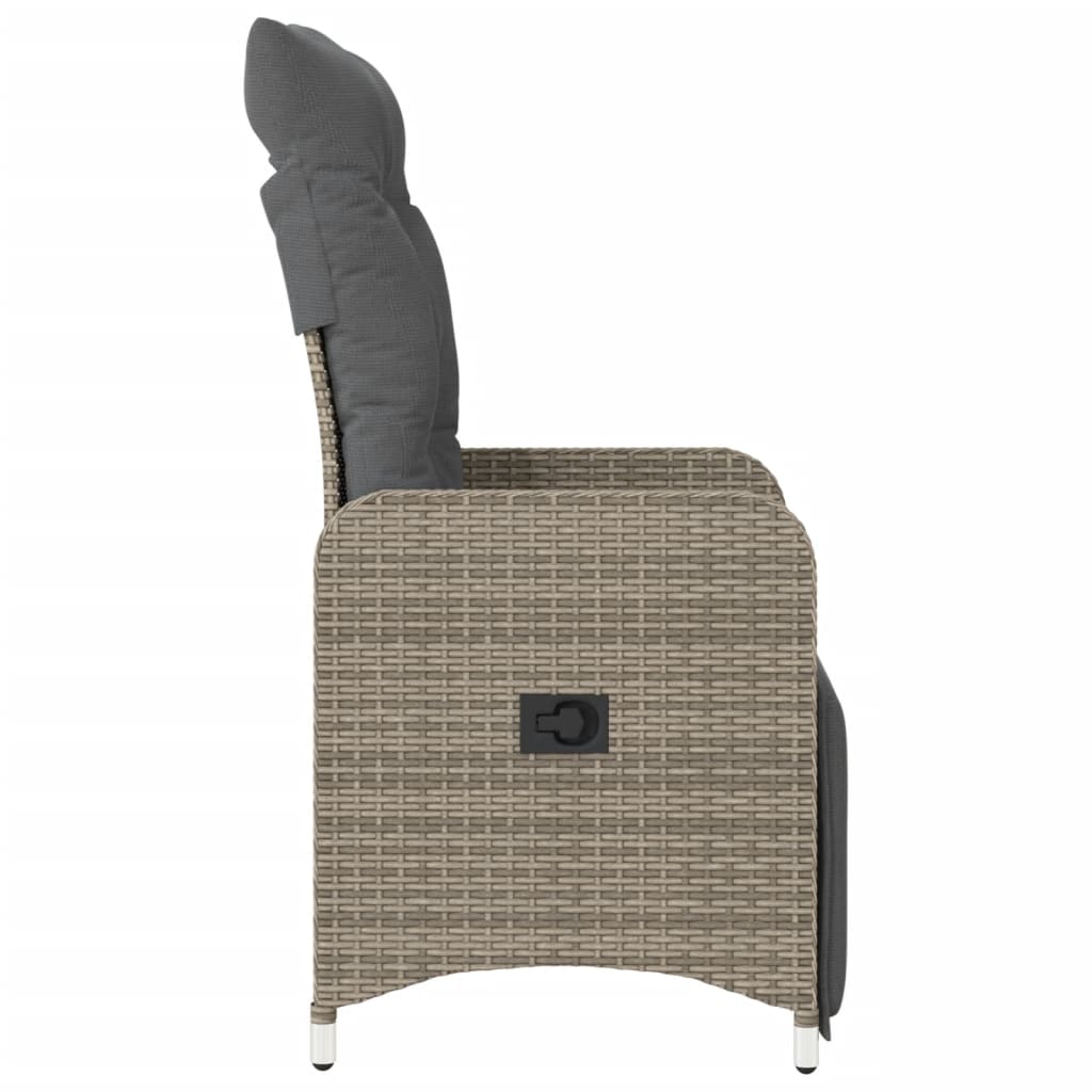 Garden Armchair with Cushions 2 pcs Adjustable Grey Poly Rattan