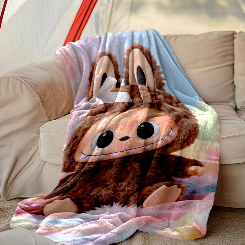 1 Stück Pflegeleichte LABUBU Decke, Perfekt für Sofa, Bett, Zuhause, Reisen & Mehr, Warme & Langlebige Bedruckte Decke