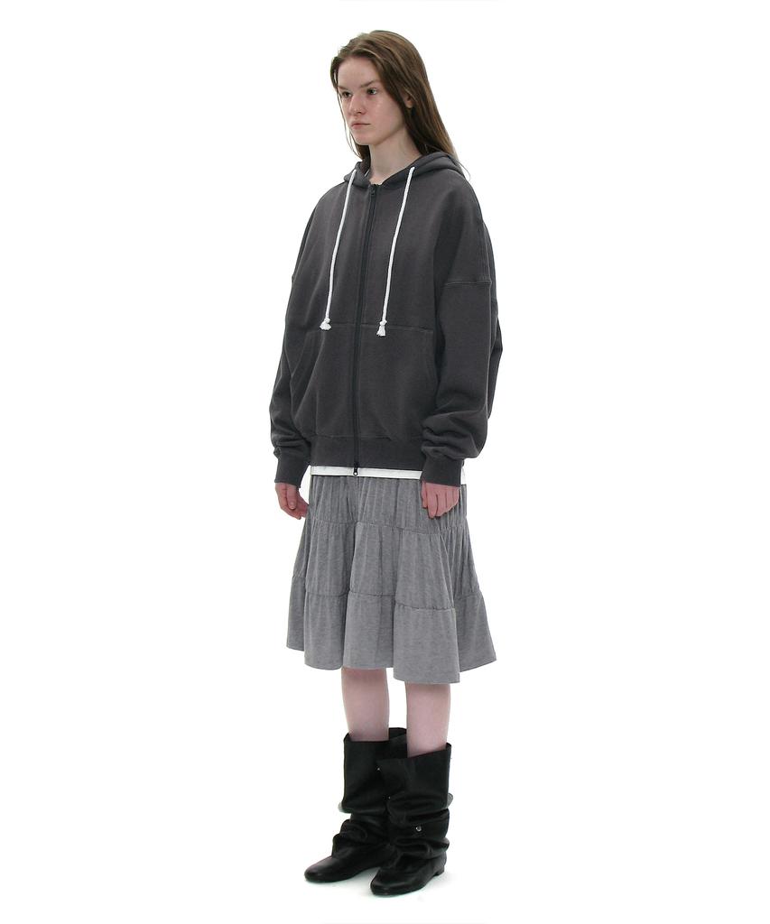Partimento Woman Pwc Jersey Shirred Tiered Midi Skirt_Melange