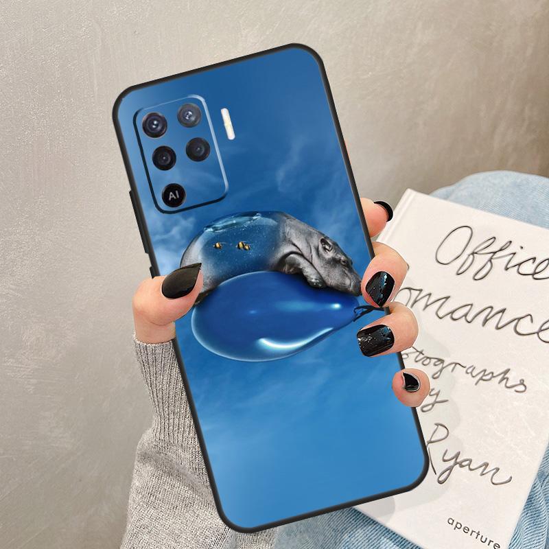 Cartoon Hippos Pattern Case For Oppo A40 A60 A80 A78 A38 A18 A98 A58 A96 A76 A16 A94 A74 A54 A15 A17 A57 A77 A5 Pro