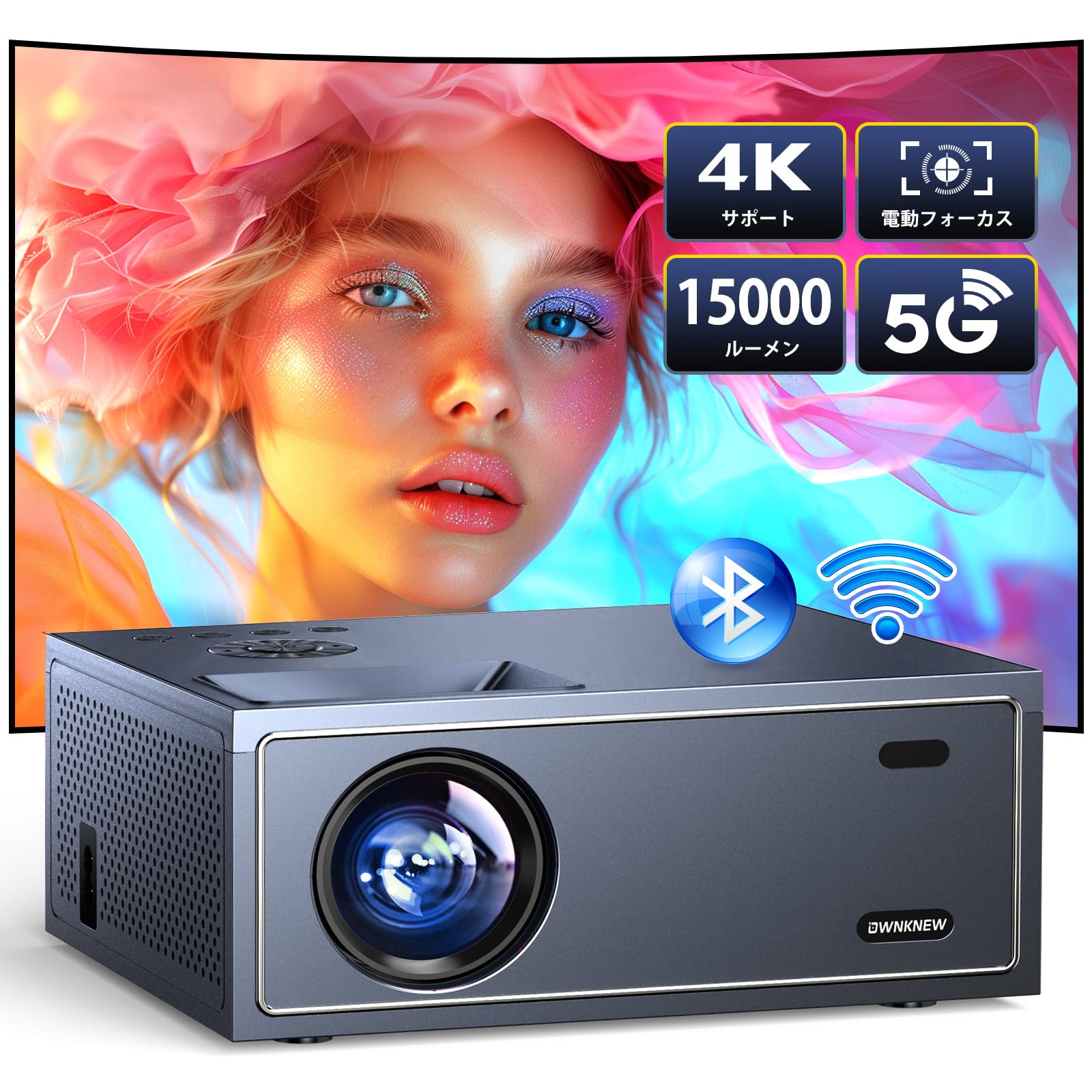 

Advanced Edition Electric OWNKNEW Малий 1080P 4K Домашня проекція на стелю 5G Bluetooth Instant HiFi Zoom Підключається до телевізора [2024 & Focus] Проектор,
