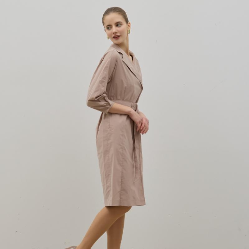  Shs Miss  Trench Type Belted Lapel Collar Dress