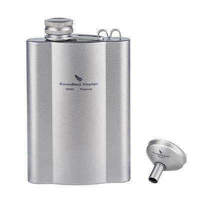 Boundless Voyage Titanium Hip Flask, 180ml/240ml with Funnel, Stylish and Lightweight, Portable Whiskey Flask for Solo Camping, BBQs, and Outdoor Acti