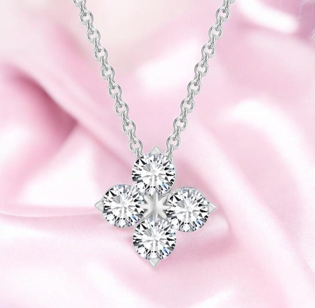 Pendant with Link Chain, Floral Shape Necklace for Women & Girls