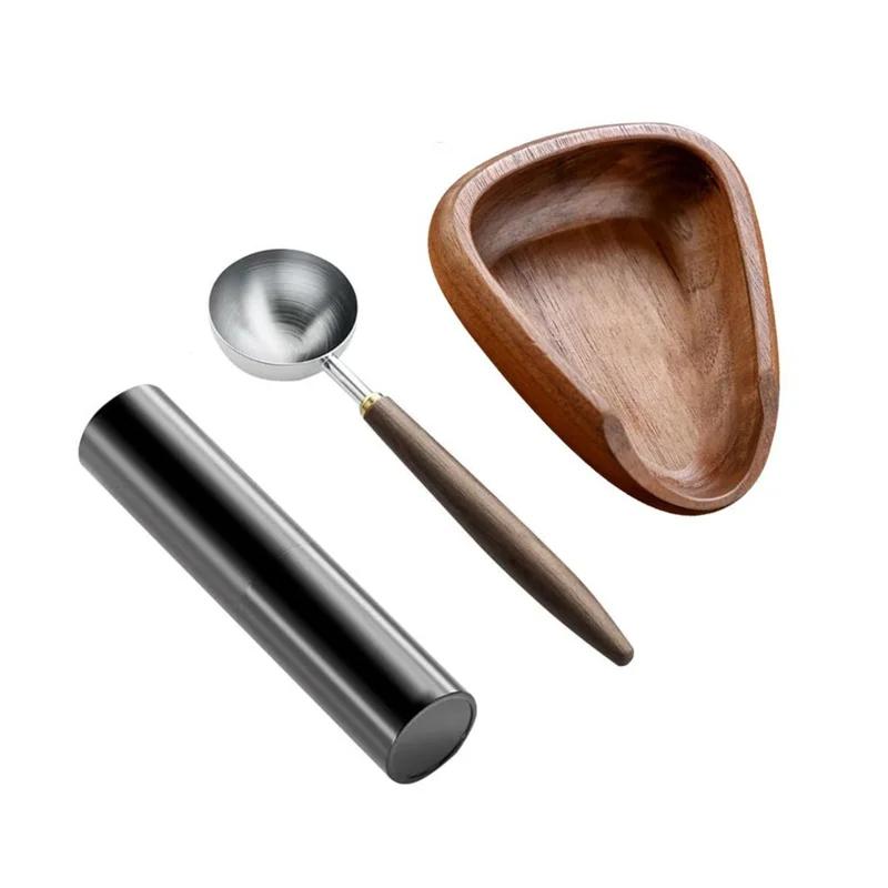 

Coffee Bean Dosing Tray Anti-static Spray Bottle Measuring Spoon Set Espresso Dosing Tray Wood Weigh Coffee Bean Container