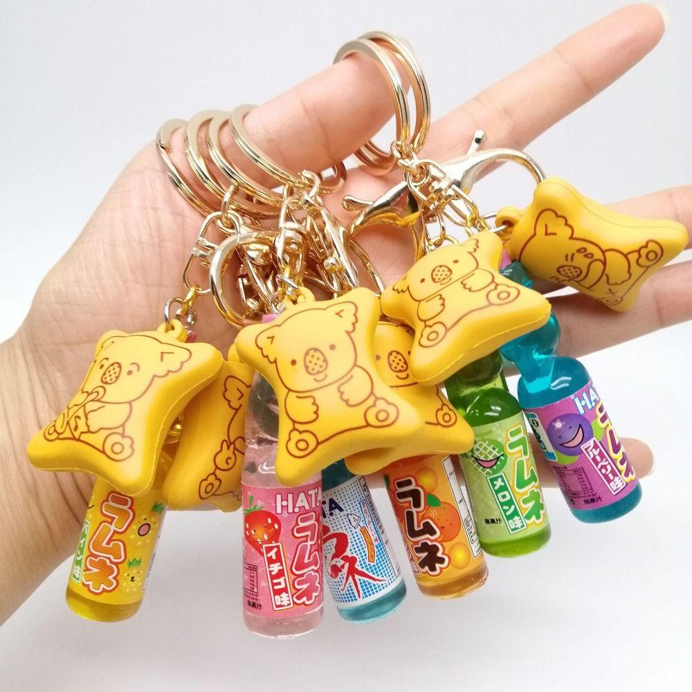 Japanese Marbles Bobble Soda Key Chain Miniature Soda Drink Charm Bag Accessories