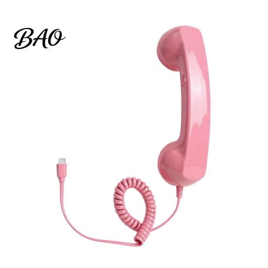 Smartphone Accessory Vintage Telephone Receiver for Cell Phone, 3.5mm Type-C Wired Universal Handset Retro Phone Handset, Handheld Ergonomic