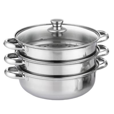 3 Tier Steamer Pot for Cooking with Lid Stainless Steel Steamer Cooker Multipurpose Steamer for Vegetables Seafood Soup