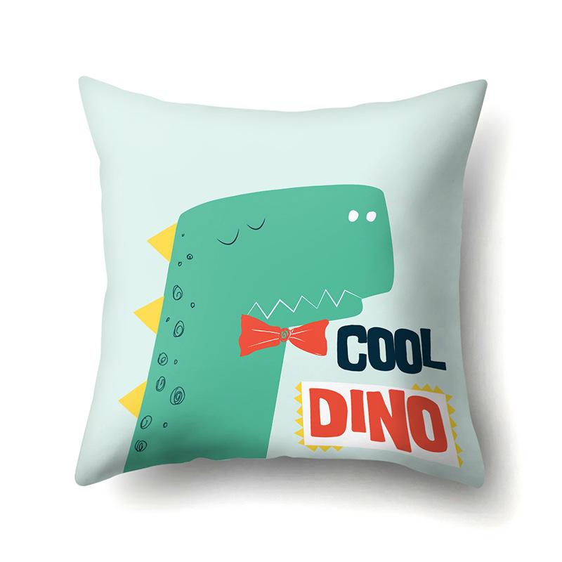 Față de pernă poliester cu model geometric de dinozaur, cu o singură față, pentru casă, canapea, living, dormitor, husă de pernă