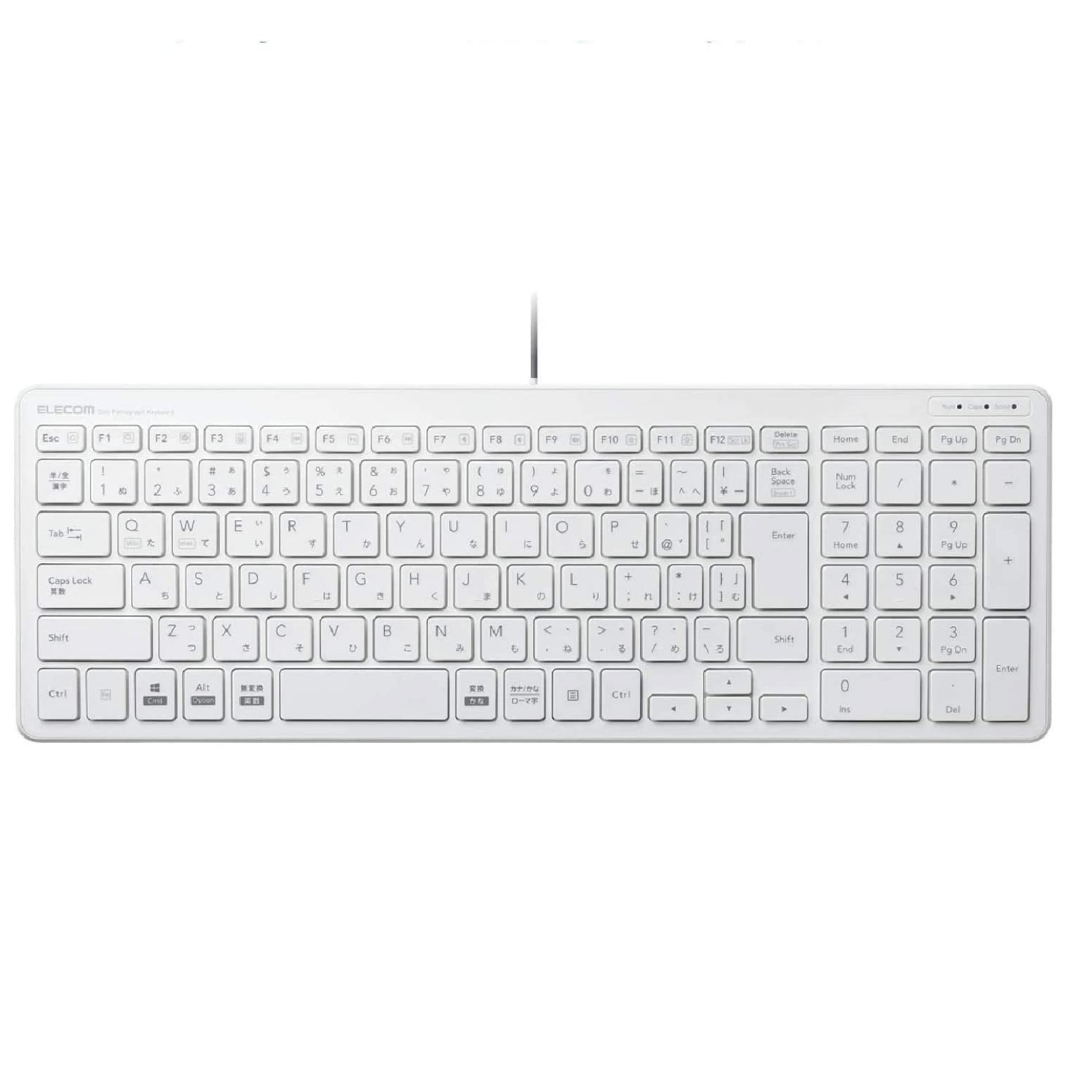 

ELECOM Keyboard Wired Pantograph Compact Keyboard White TK-FCP097WH білий