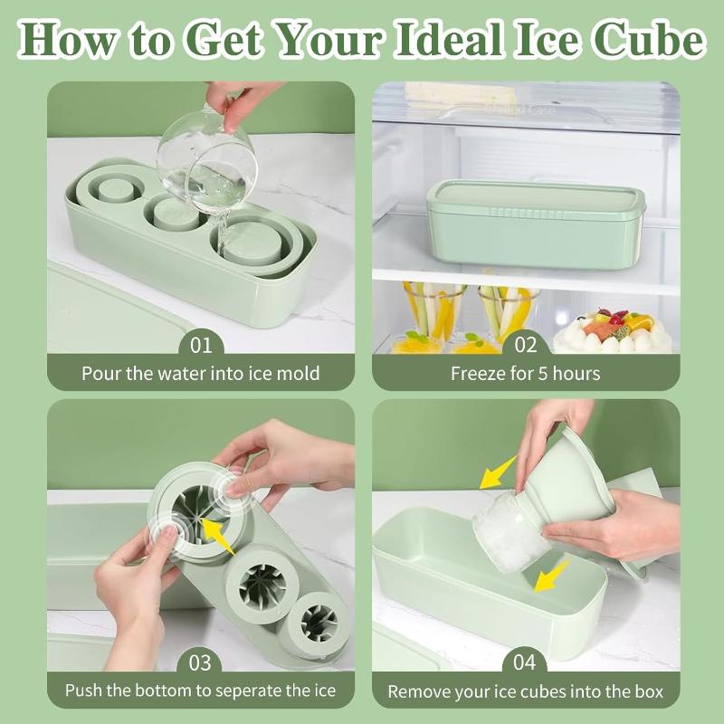 Ice Cube Tray Mold for Stanley Cup, Silicone Ice Cube Maker With Lid for 30-40oz Tumbler Chilling Whiskey, Cocktails, Drinks