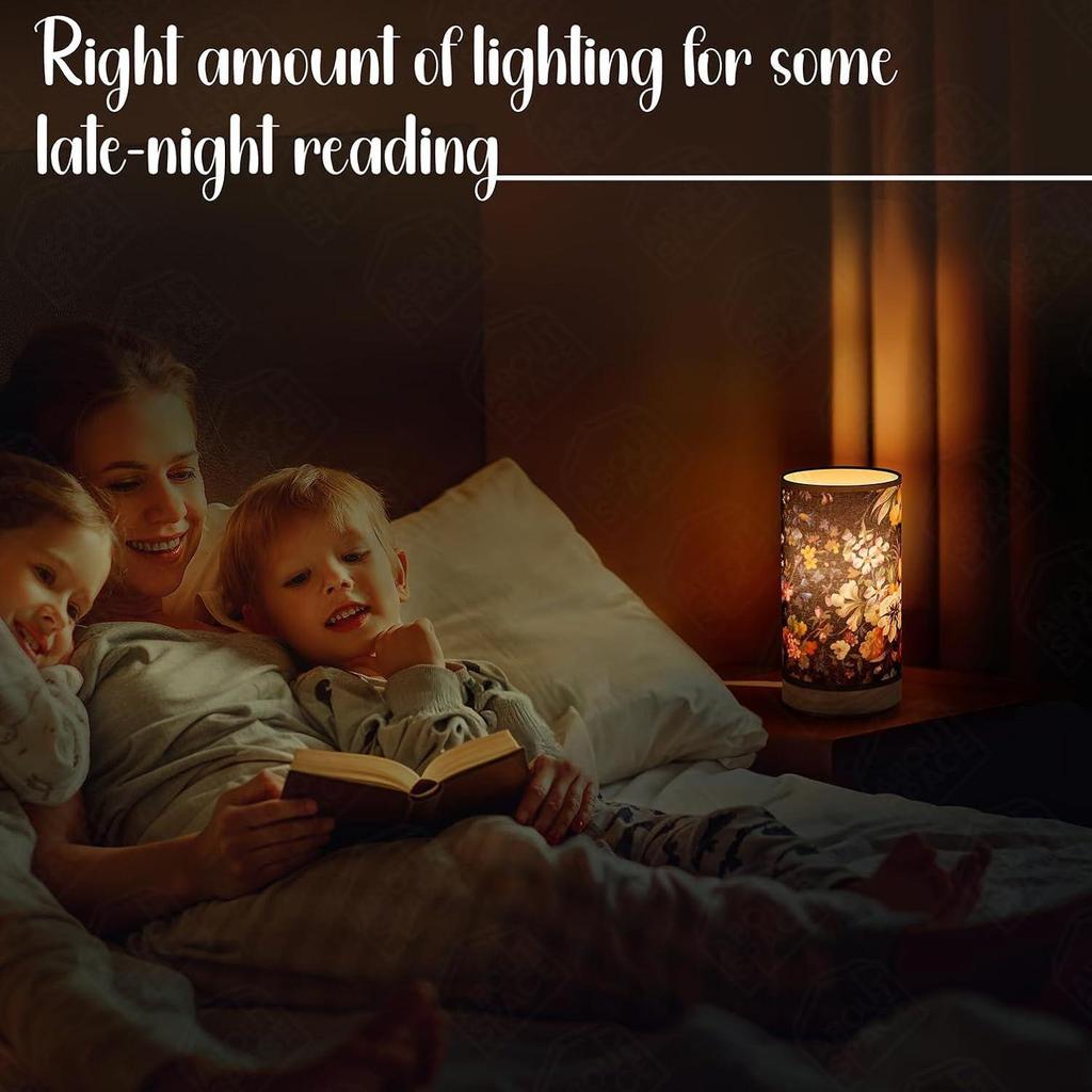 Night Lamp - Oil Paint Themed Bedside Reading Lamp with Wooden Base for Night, Bed Room, Living Room, Home & Decor