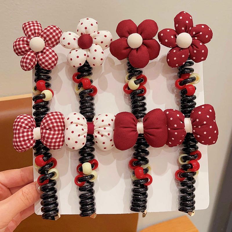 Red Polka Dot Hair Ties for Girls - Princess Baby Updo Ponytail Accessories