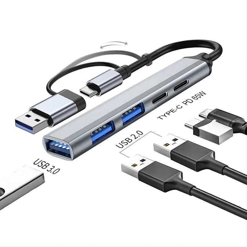 5-IN-2 USB C HUB Type C To USB 3.0 HUB PD 65W Multi USB Splitter Adapter OTG For Lenovo Macbook Pro Computer Accessories