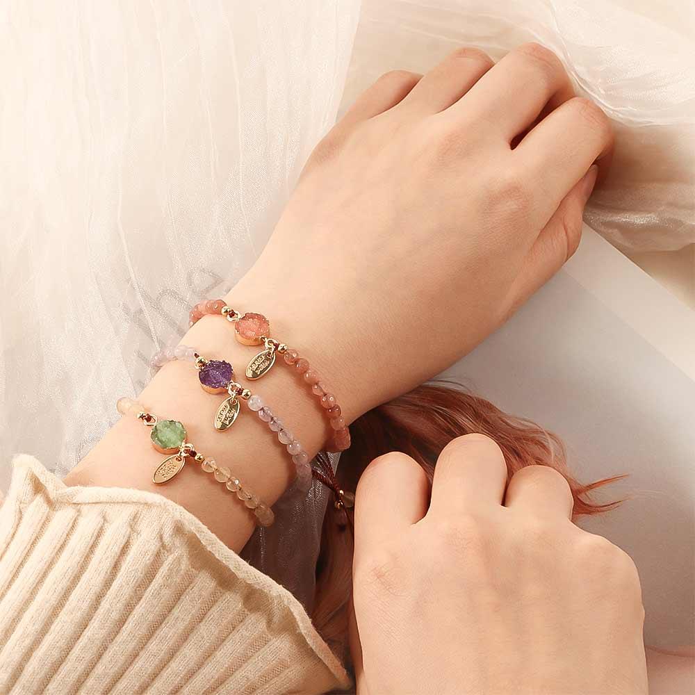 Charm Fashion Weave Rope 4MM Bead With Stone Bangle Natural Stone Handmade Bracelet Jewelry