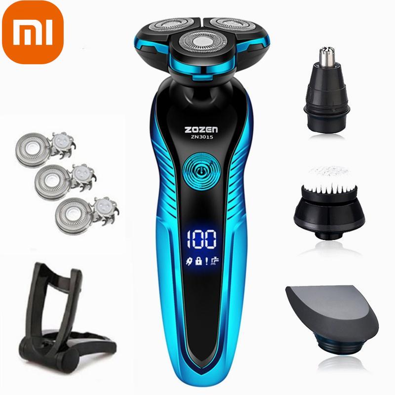 

Электробритва Xiaomi, моющаяся перезаряжаемая электрическая бритва, роторный станок для бритья для мужчин, триммер для бороды, влажная-сухая двойного назначения