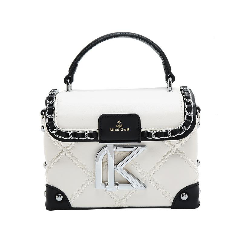 Bolso Caja de Color Contrastante de Alta Gama de Moda, Bolso de Maquillaje de Hombro y Cruzado de Moda