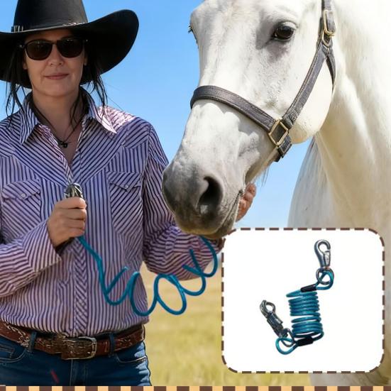 Corda elastica per cavalli regolabile, estensore per guinzaglio equino, corda elastica a spirale ammortizzante per campeggio, equitazione su sentiero, toelettatura