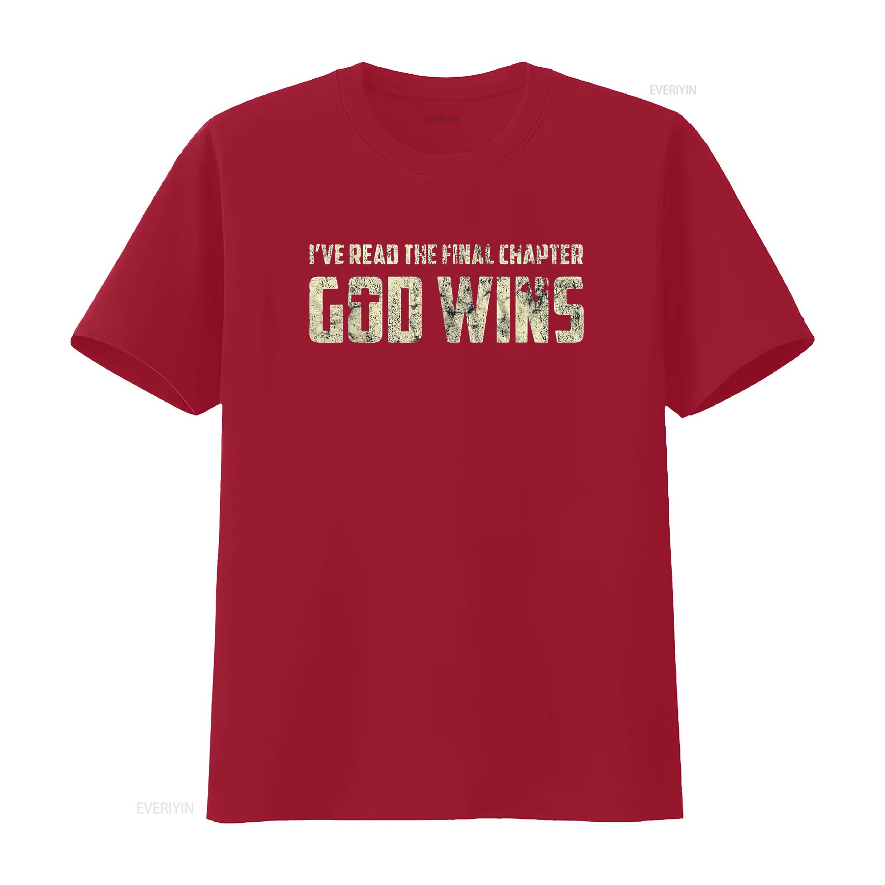 Womens I ve Read The Final Chapter God Wins Distressed T Shirt vintage Washed fashion Stretched designer clothes homme S