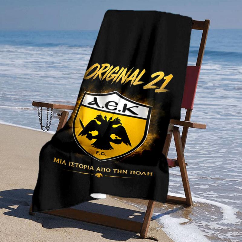 Proof Beach Towel with AEK FC LOGO Pattern - Soft,absorbent,quick-drying,machine Washable - Perfect for Swimming,camping,bathing
