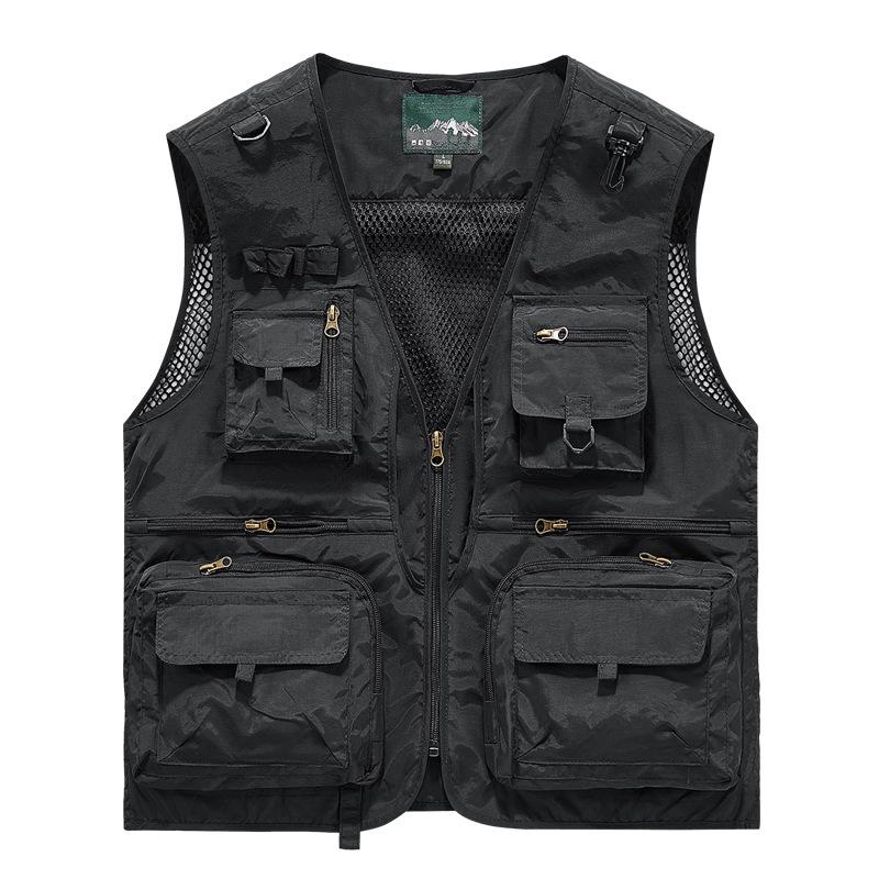 

Мужской жилет спецодежда с несколькими карманами и свободного кроя для рыбалки на открытом воздухе, жилет фотографа S чёрный