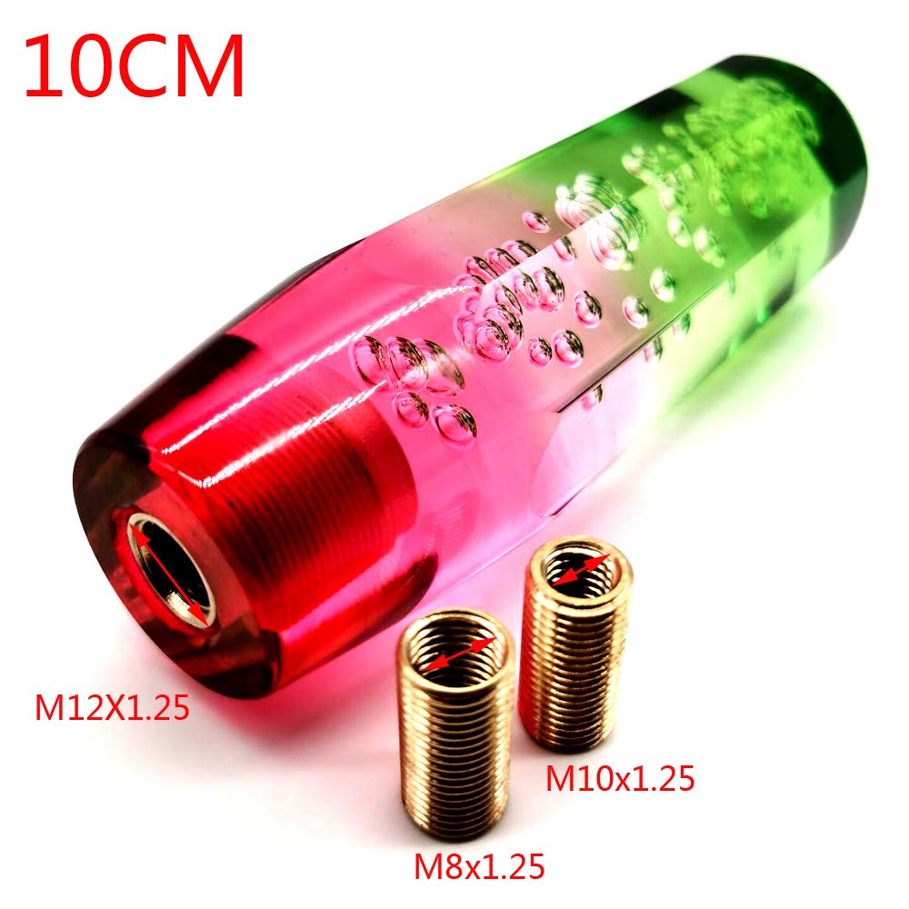 HANSWD Universal Crystal Shift Knob Bubble Octagon Sparkling Clear Bubble with 3 Adapters Red + White + Green (B-10CM)