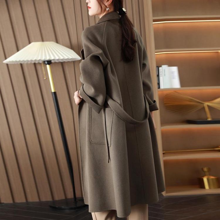 Modern Wool Long Coat for Women 100% Wool Handmade Pea Coat Winter Warm Overcoat Autumn New Saga