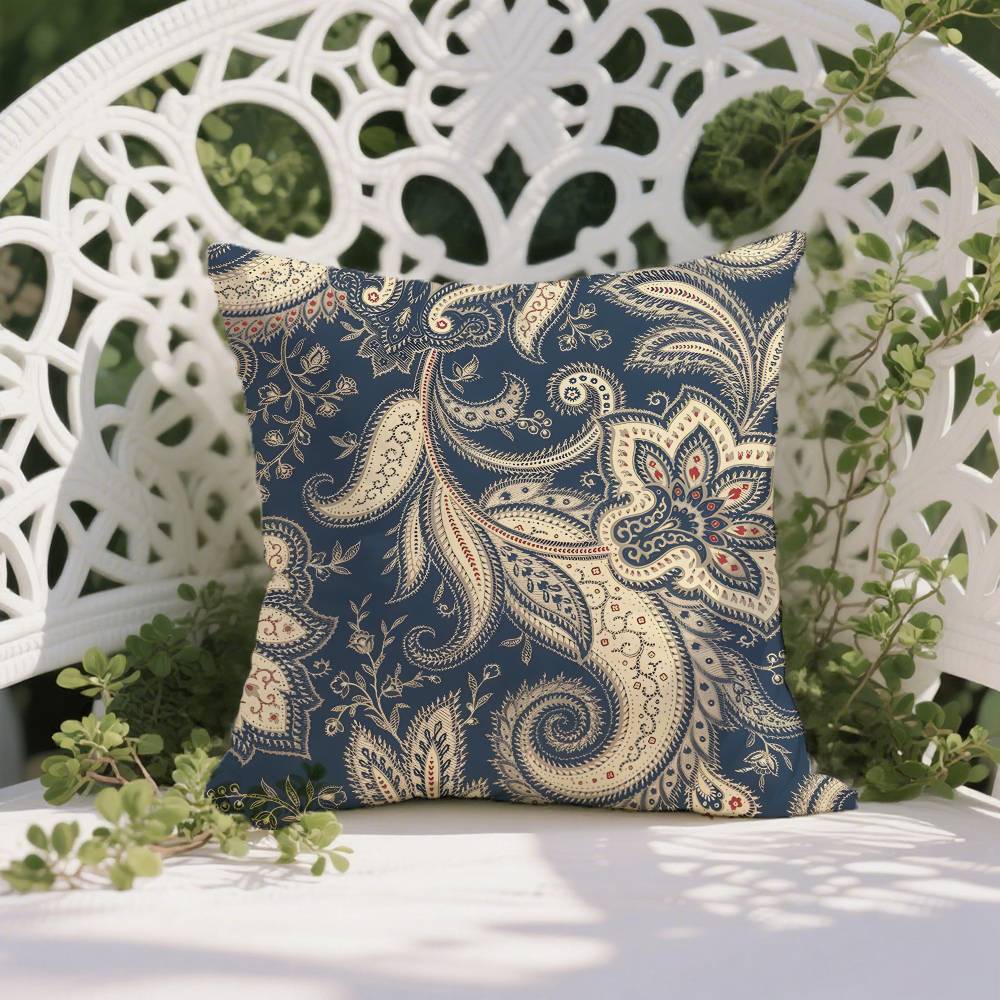 Wzór kwiatowy z orzecha nerkowca Naturalne Etro-A Antyroztoczowy poszewka na poduszkę Niewidoczny zamek Jedwabisty krótki plusz Pokrowiec na poduszkę sofy