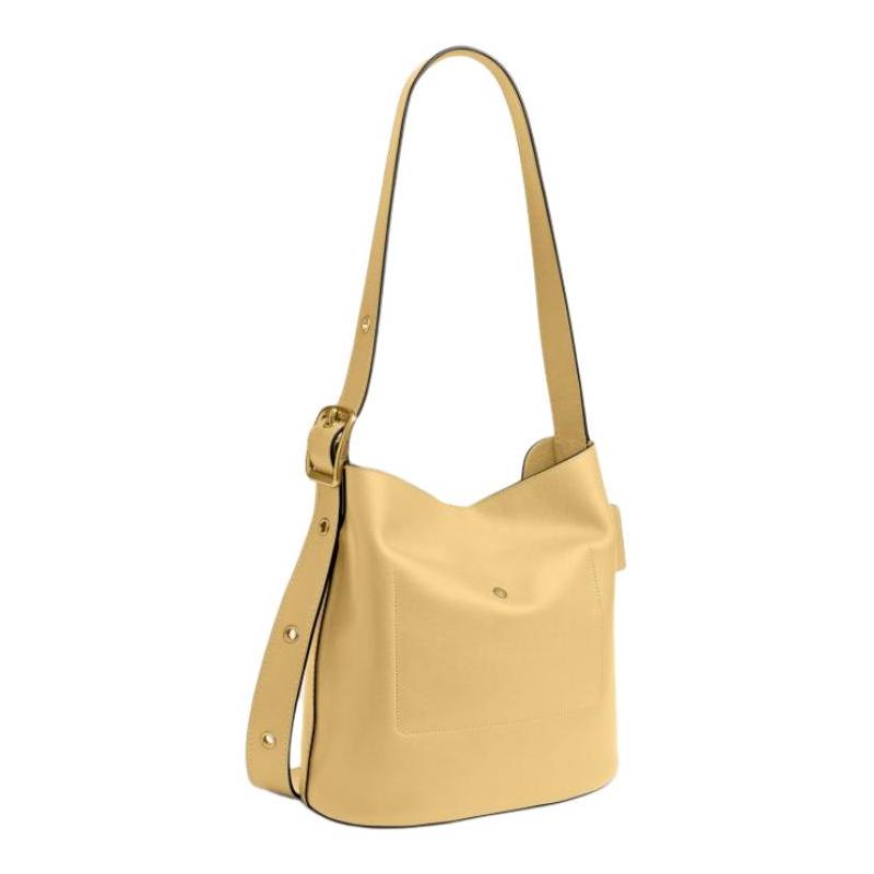 COACH Bleecker 28 Texture Design Cow Leather Bucket Bag Shoulder Bag Large Women's Yellow