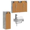 Bathroom Furniture Set 4 pcs Concrete Grey Engineered Wood and Glass