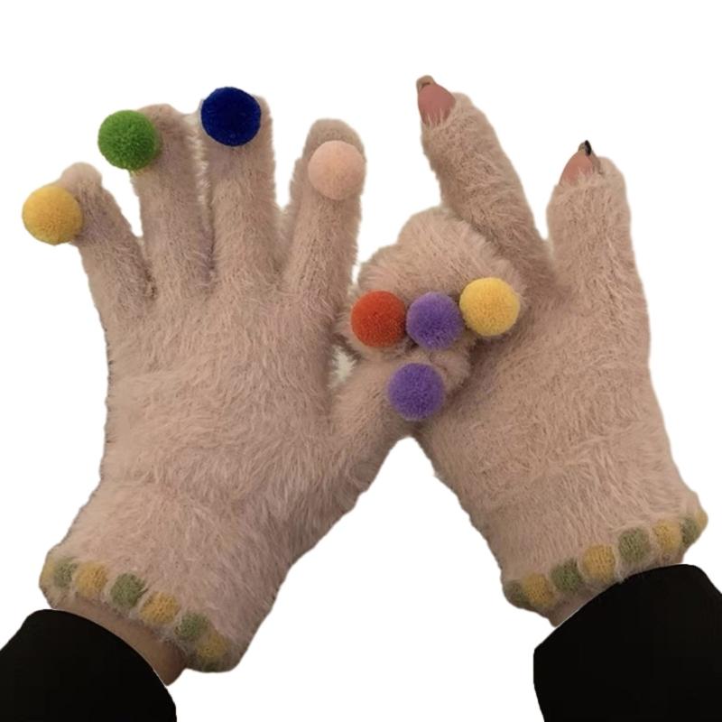 Winter Warm Touchscreens Gloves Faux Furs Texting Gloves Fuzzy Soft Winter Gloves for Outdoor Skiing Cycling Hiking