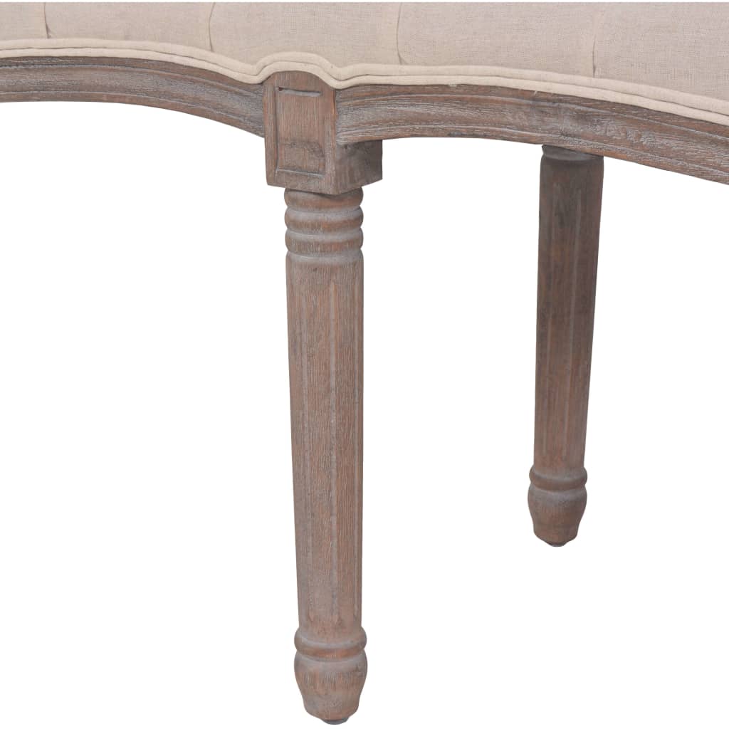 Linen Bench Solid Wood Frame 150 x 40 x 48 cm Cream White