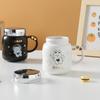Par Keramisk Kopp med Lokk Speilkopp Søt Bjørn Krus Jente Stor Kapasitet Vannkopp Studentkopp