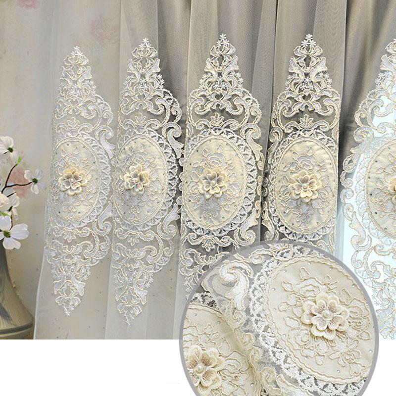 Cortinas Blackout Cortinas Europeias de Camada Dupla Fio Sala de Estar Quarto Blackout Luxo Bordado em Relevo Varão de Cortina