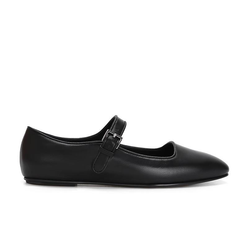 Shoes the Ro * Square Head Leather Buckle with Flat Bottom Mary Jane Women's Single Shoes Spring