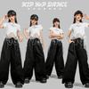 Girls Hip Hop Dance Outfit Set Jazz Performance Costume Short Sleeve Top Black Pants With Accessories