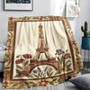 Paris Eiffel Tower Print Flannel Blanket, High quality Comfortable for All Seasons, Home Decor, Warmth and Comfort, Perfect for Christmas Gifts90