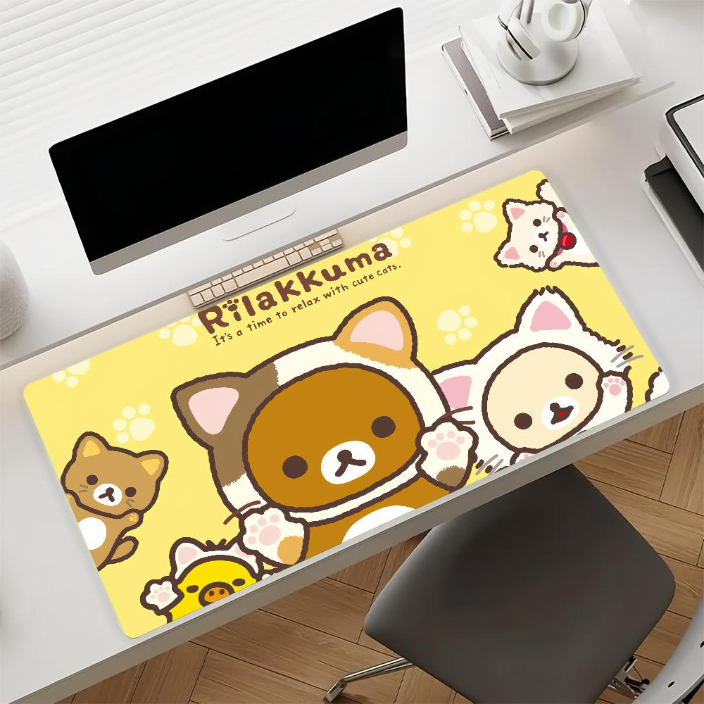 Cartoon R-Rilakkuma-S Cute Mouse Pad Non-slip Rubber Gamer Balance Computer Mat Decoracion Deskmat Laptop Office Large