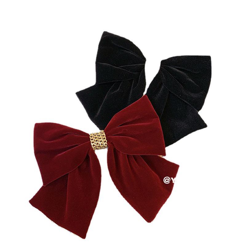 Grande Barrette Nœud en Velours Rouge pour Mariage ou Tenue de Soirée - Coiffe Style Influenceuse Coréenne